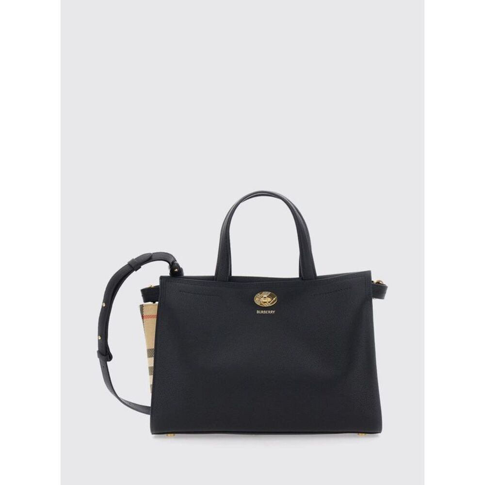Burberry Women Burberry Small Cotswolds Calfskin Leather Tote Bag With Ekd Logo